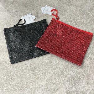 Glitter Bag Charm Pouches set of 2 NWT